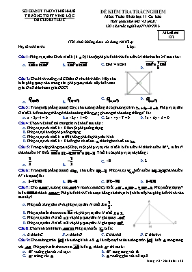 Đề kiểm tra trắc nghiệm môn Toán Hình học 11 cơ bản